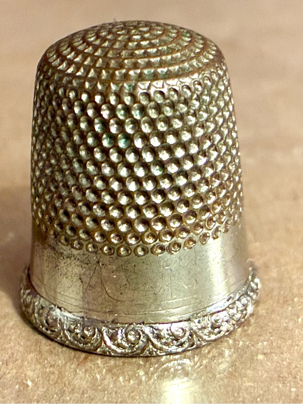 1800s Antique Simons Bros & Co Silver Thimble Size 10